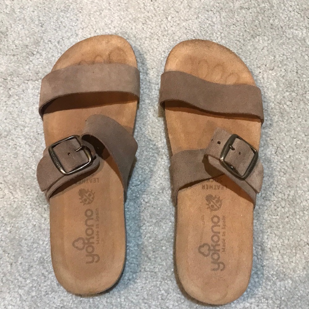 Yokono Made in Spain Suede Slip On Buckle Sandal-Size 9